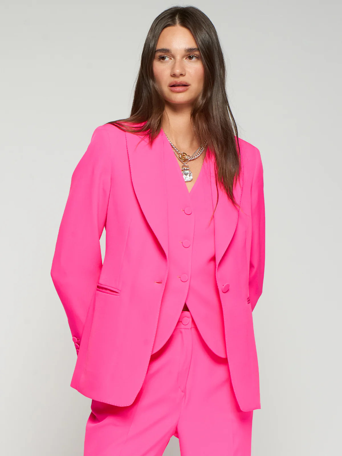 Vilagallo Neon Pink Crepe Jacket