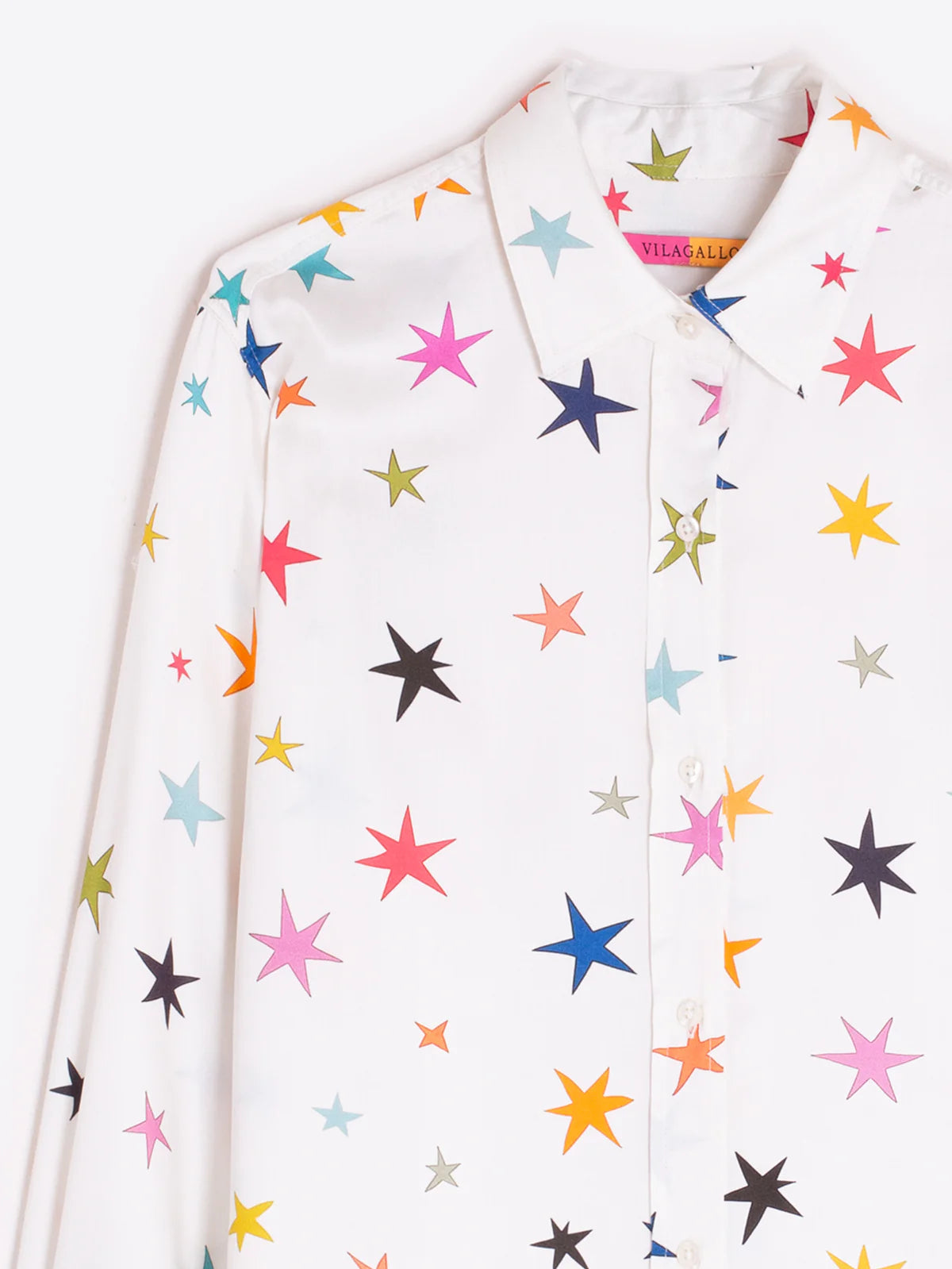 Vilagallo White Shirt with multi coloured Star Print