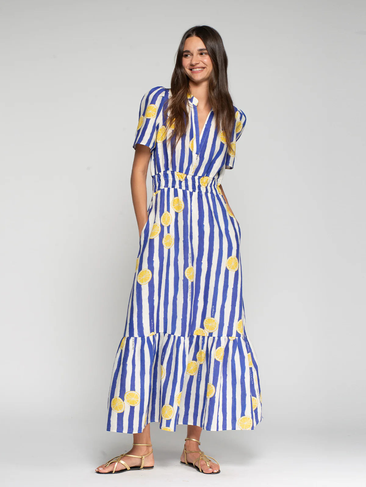 Vilagallo Lemon Striped Dress
