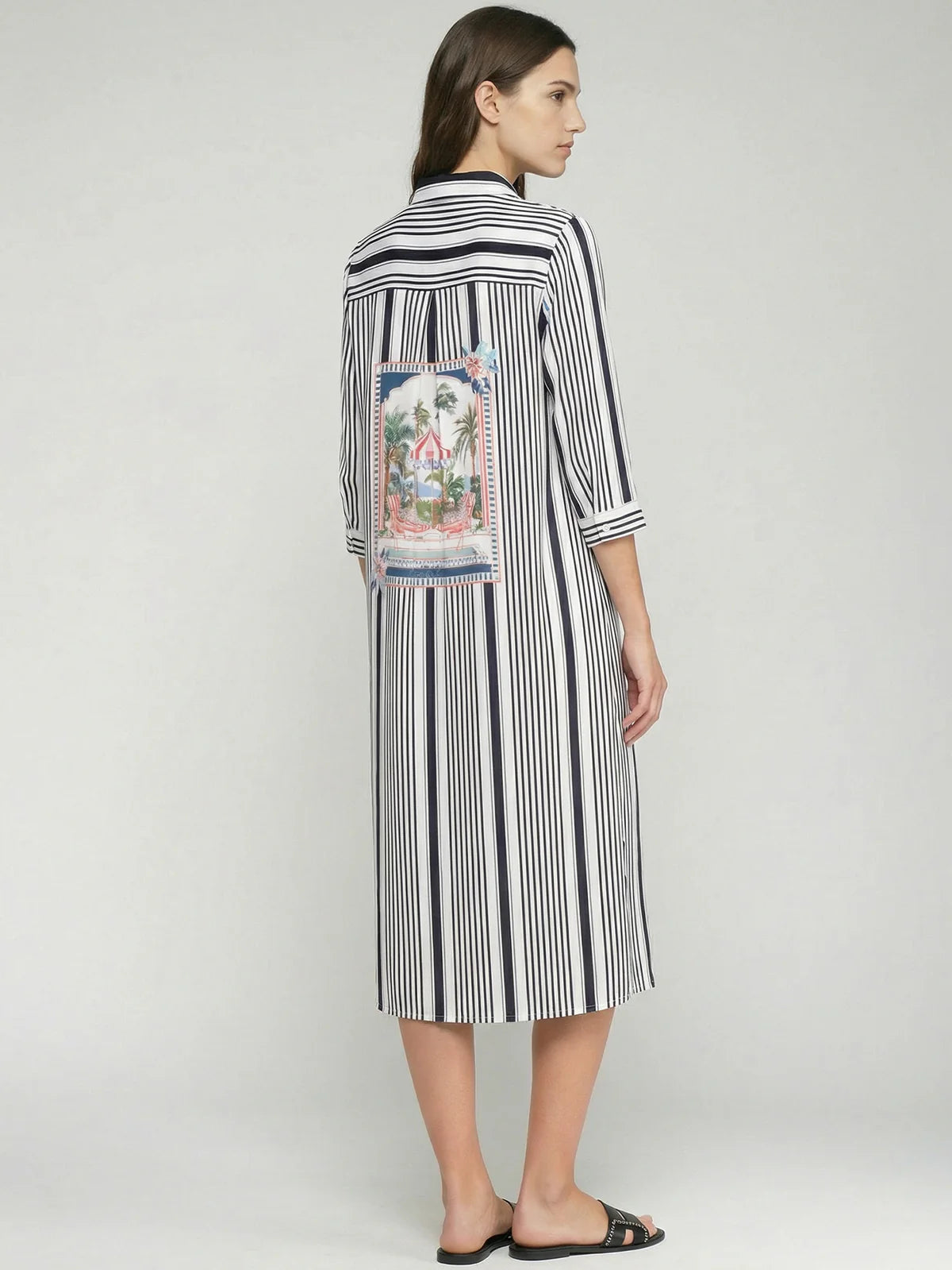 Vilagallo Navy Striped Shirt Dress
