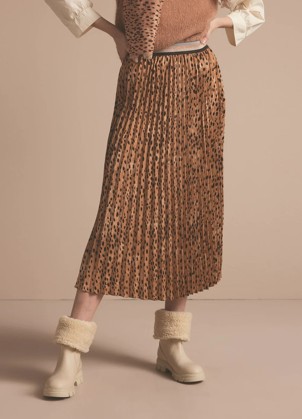 Summum Cheetah Pleated Skirt