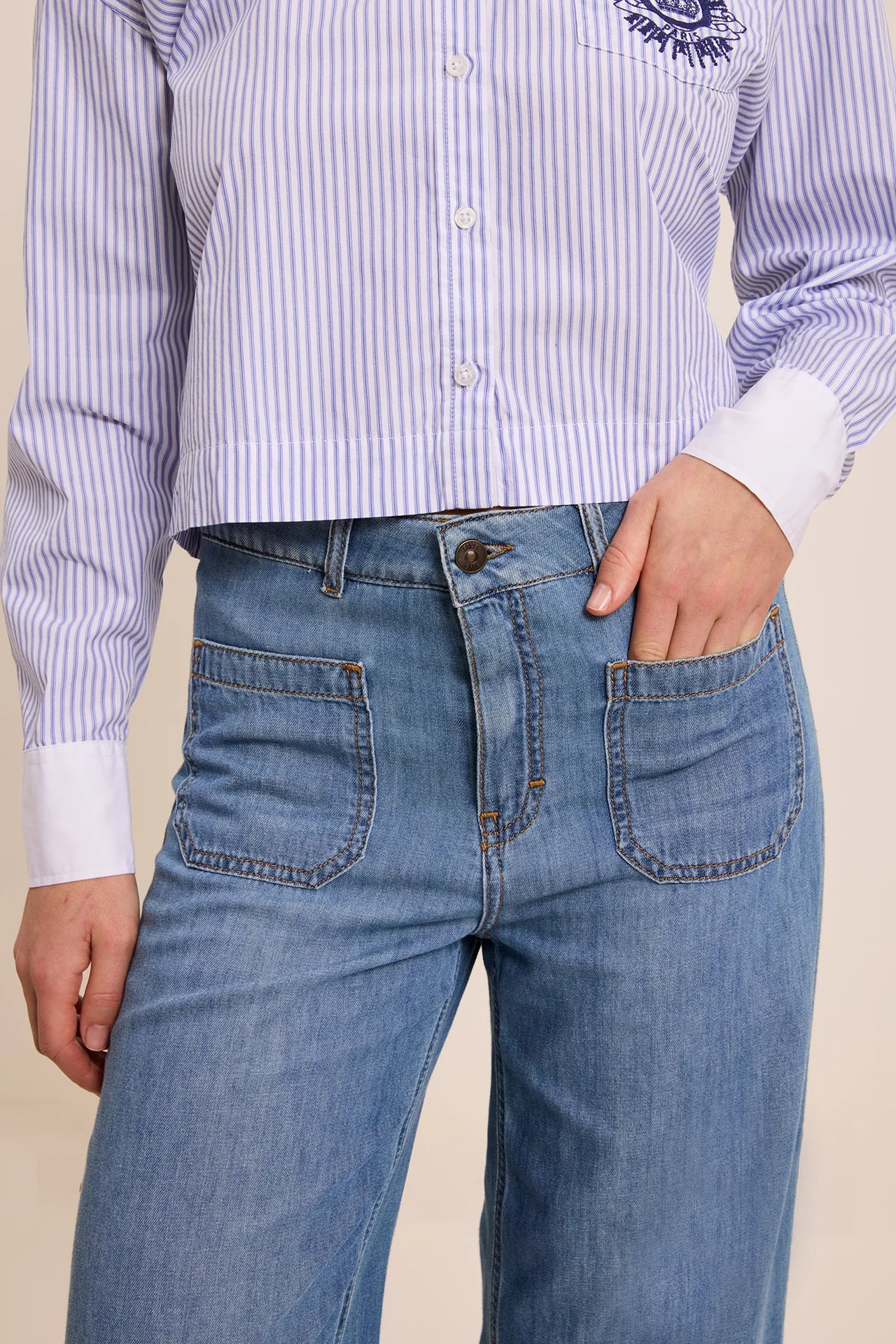Five Lucia Wide Leg Jeans- Light Blue