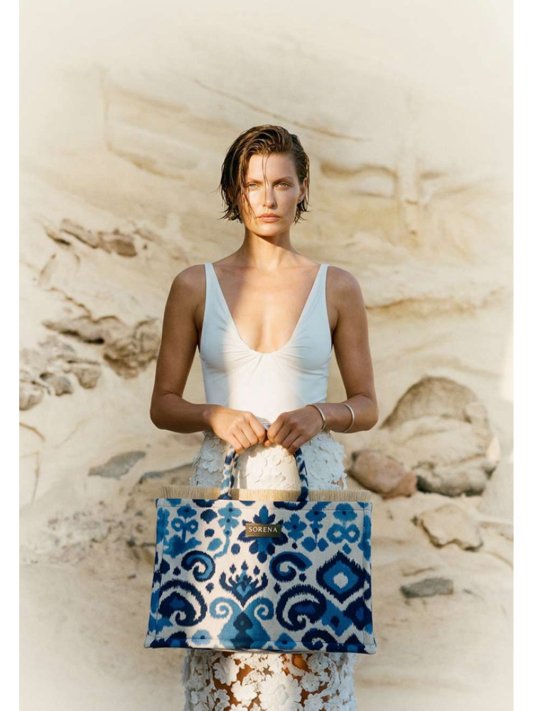 Sorena Thalassa Medium Tote Bag Blue Print