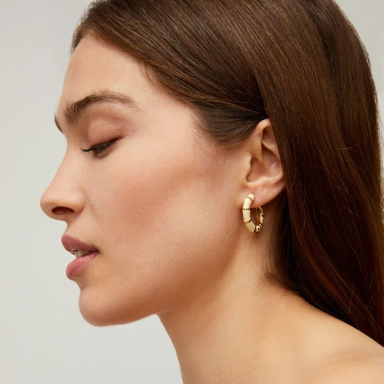 Gas Bijoux Bambou Enamel Hoop Earrings