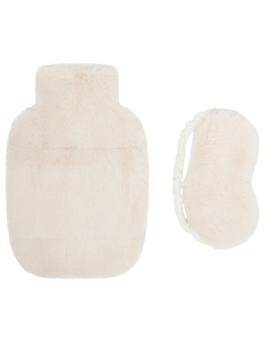 Nooki Faux Fur hot water bottle & eye mask set