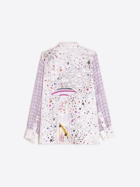Vilagallo Isa geometric print satin shirt