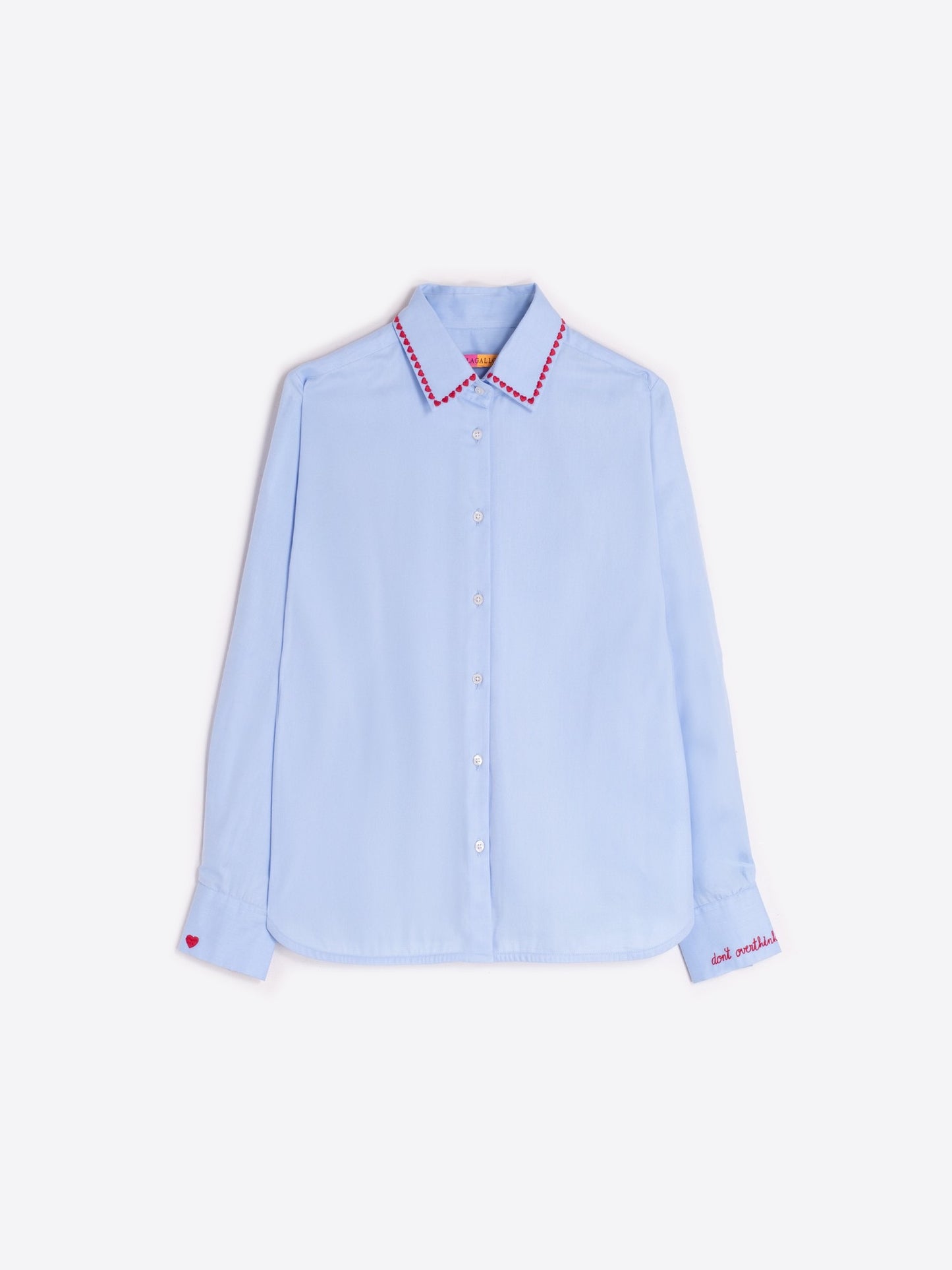 Vilagallo Blue Shirt with Heart Embroidery