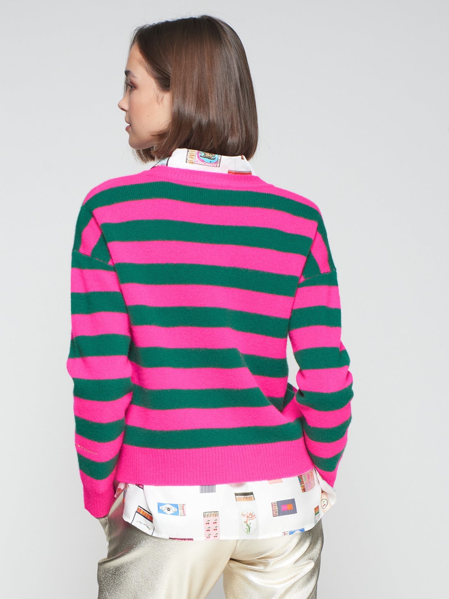 Vilagallo Fabiola sweater with sequins - Pink/Green