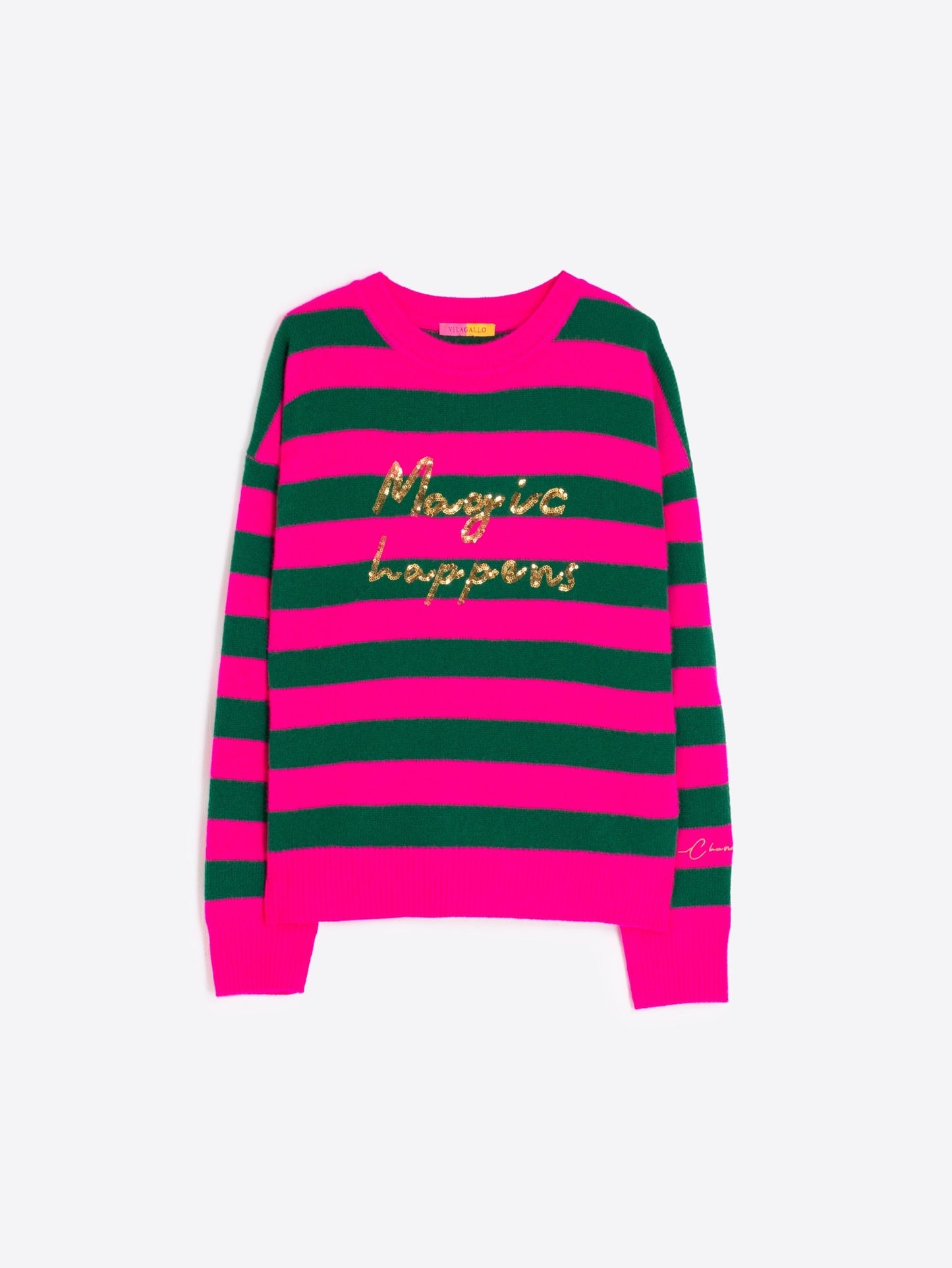 Vilagallo Fabiola sweater with sequins - Pink/Green