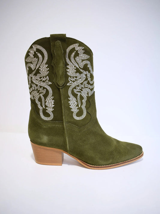 DWRS Brady Cowboy Boot - Army Green