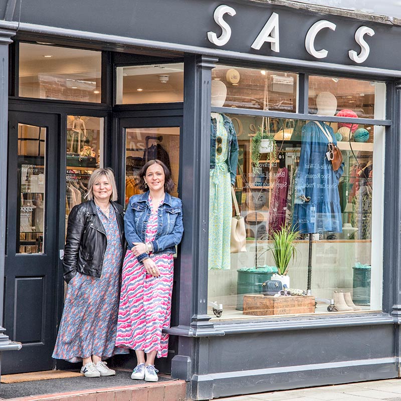 Sacs exterior with Nicola and Becky