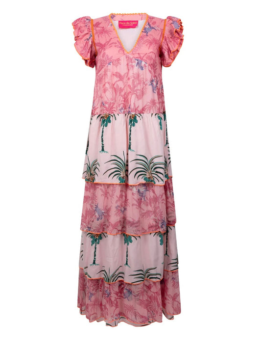 Place du Soleil Pink layered maxi dress