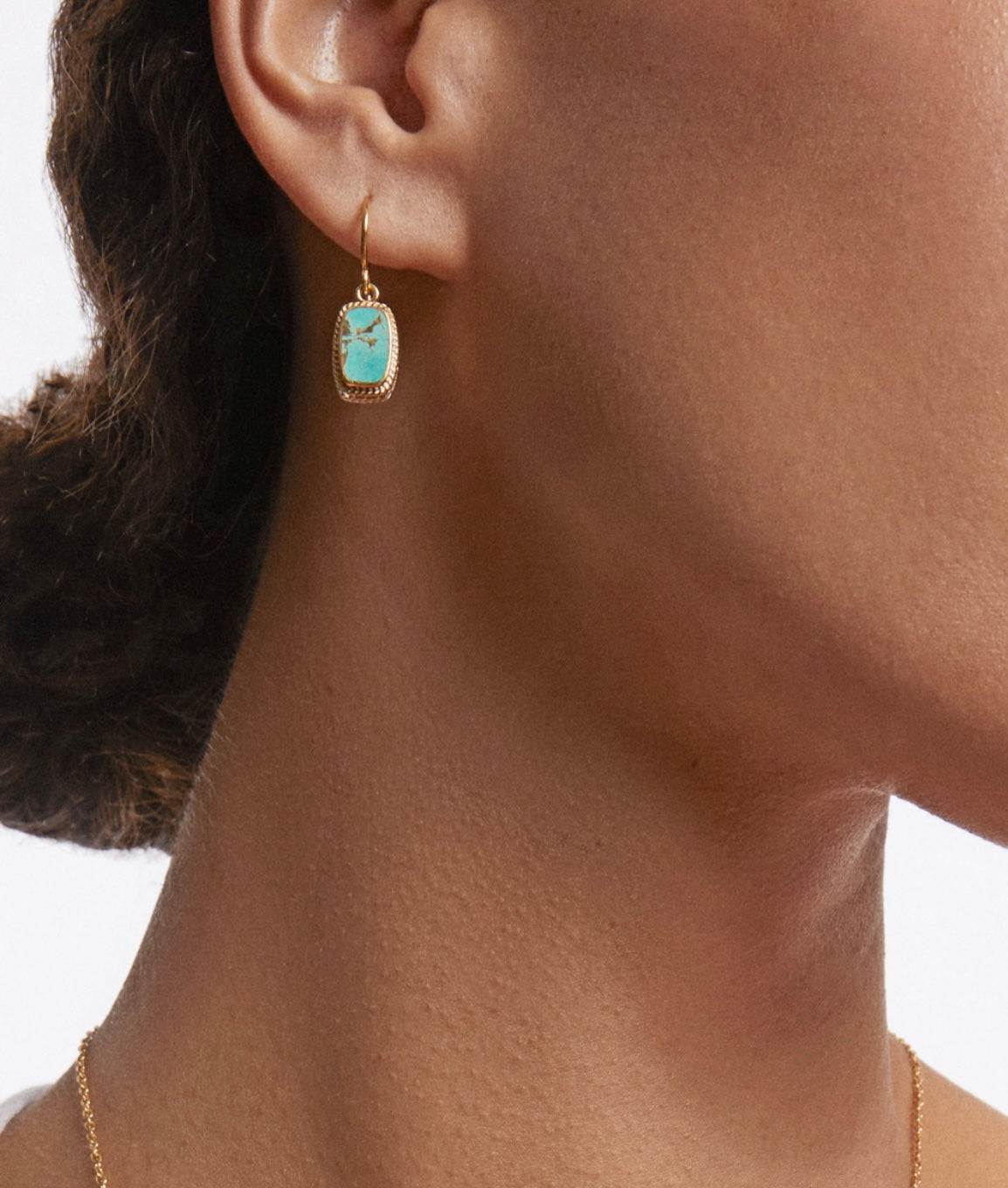 Anna Beck Turquoise Cushion Drop earrings- Gold