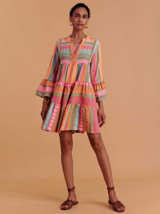 Devotion Twins Ella Midi Dress Pink/Orange