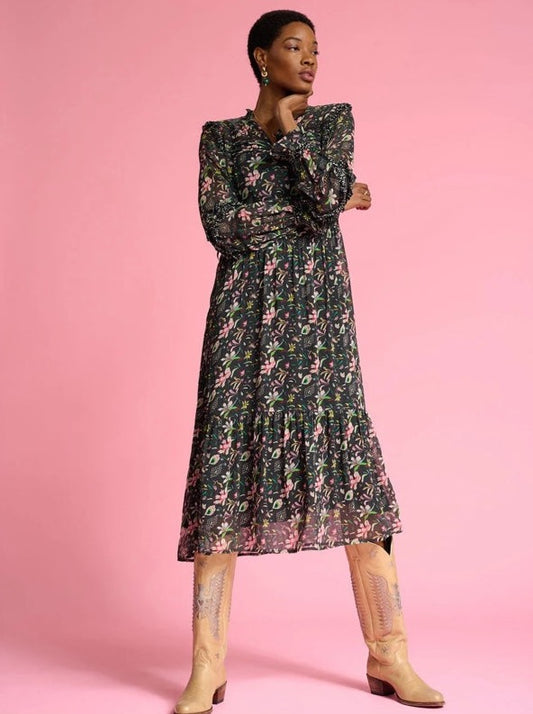 POM Dress-Flower Blaze Anthracite