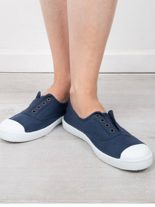 Victoria No-lace organic cotton pumps - Navy