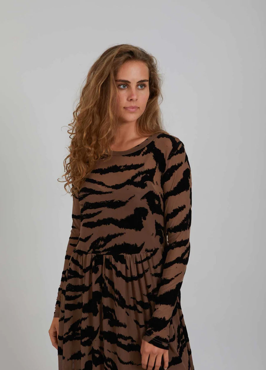 Coster Copenhagen Long Dress in Zebra Mesh Print