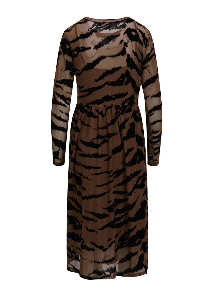 Coster Copenhagen Long Dress in Zebra Mesh Print