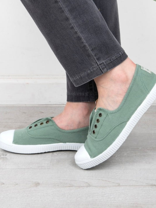 Victoria No-lace organic cotton pumps -Jade