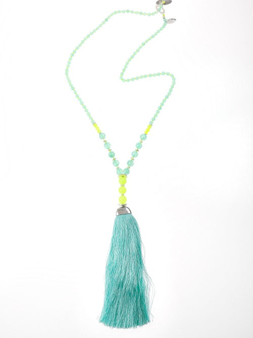 Pranella Mollie Mint Tassel Necklace