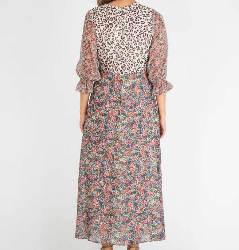 Vilagallo Kara Dress Floral & Leopard Print