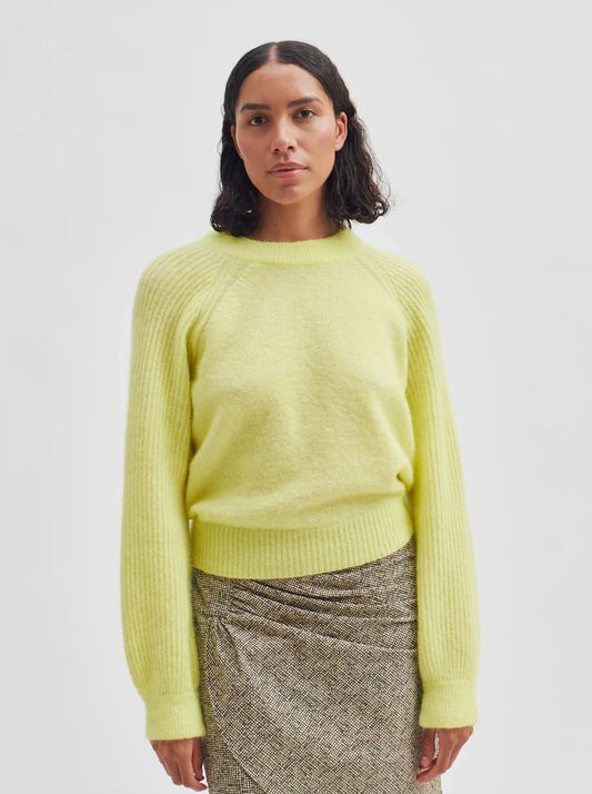 Second Female Brookline Knit O-Neck - Mellow yellow