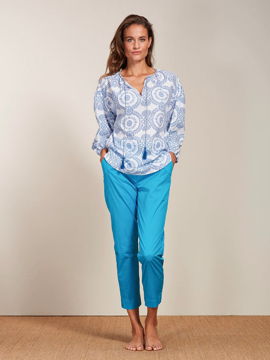 0039 Italy Anna Blouse Blue/white